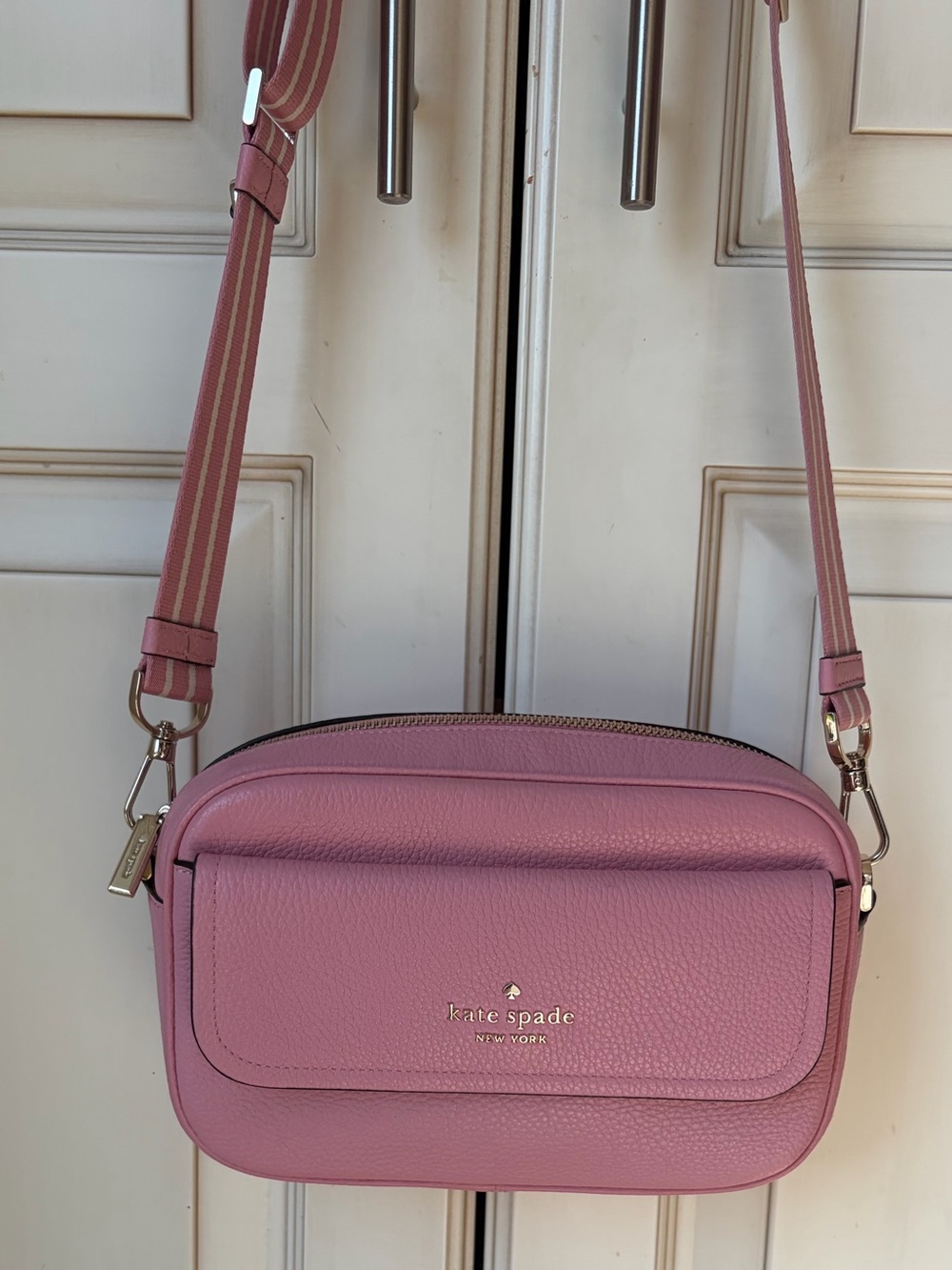 kate spade “Rosie” Pink Pebbled Leather Flap Camera Bag